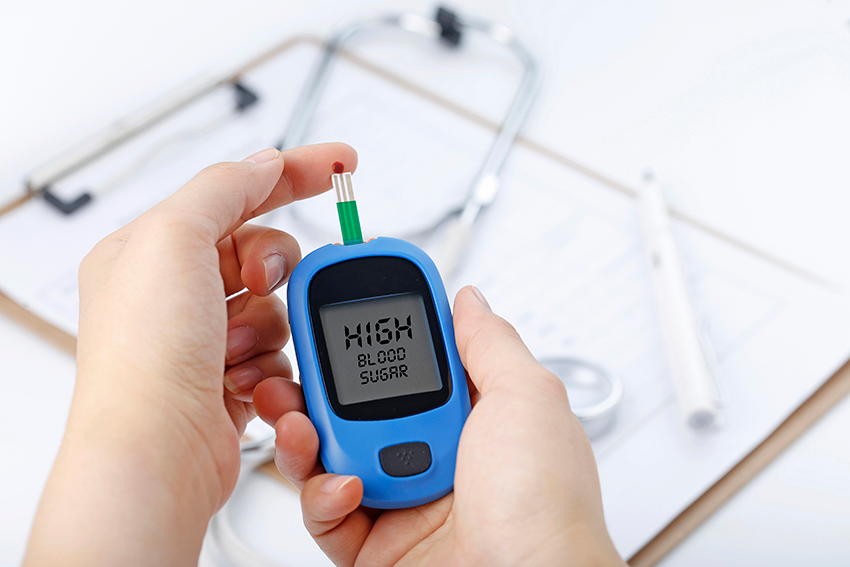 Expecting mother taking a glucose screening test during pregnancy